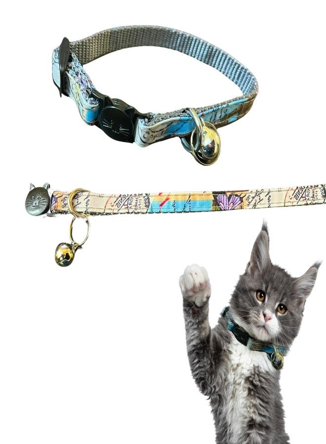 Sage Square Cat Face & Comfortable Cat Collar with Kitty Charm - Adjustable, Safe, Durable, Perfect for Kitten, Cat, Dog & Puppy, Quick-Release Buckle, Ideal for Training and Everyday Use - Image 1
